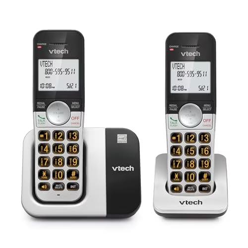 VTech Cordless Phone 2Handset with Large Display and Big Buttons, DECT 6.0 with Caller ID/Call Waiting, Full Duplex Speakerphone, ECO Mode, Last 10 Number Redial, Easy to Use,VG2312