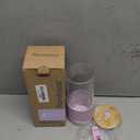 Pandaloo Glass Cups With Lids and Straws -20 Fl Oz- Perfect Size Iced Coffee Cup - Smoothie Cup With Bamboo Lid and On the go Lid - Glass Tumbler With Straw (1 Count (Pack of 1), Lilac Rhapsody)