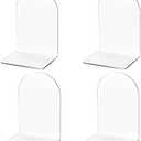 Lulonpon 4 Pieces Book Ends, Bookends, Books End for Shelves, Books End for Heavy Books, Clear Bookends, Acrylic Book Ends for School, Library,Desktop Organizer and Book Shelves