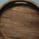 Extra Large Round Ottoman Coffee Table Tray, 22" Big Kitchen Serving Trays for Huge Ottoman Counter Giant Decorative Organizer, Huge Wood Serveware Tray with Built-in Handle for Big Job