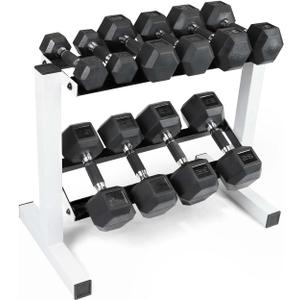 CAP Barbell 150 lb Dumbbell Set with 2-Tier Rack | Multiple Options (White)