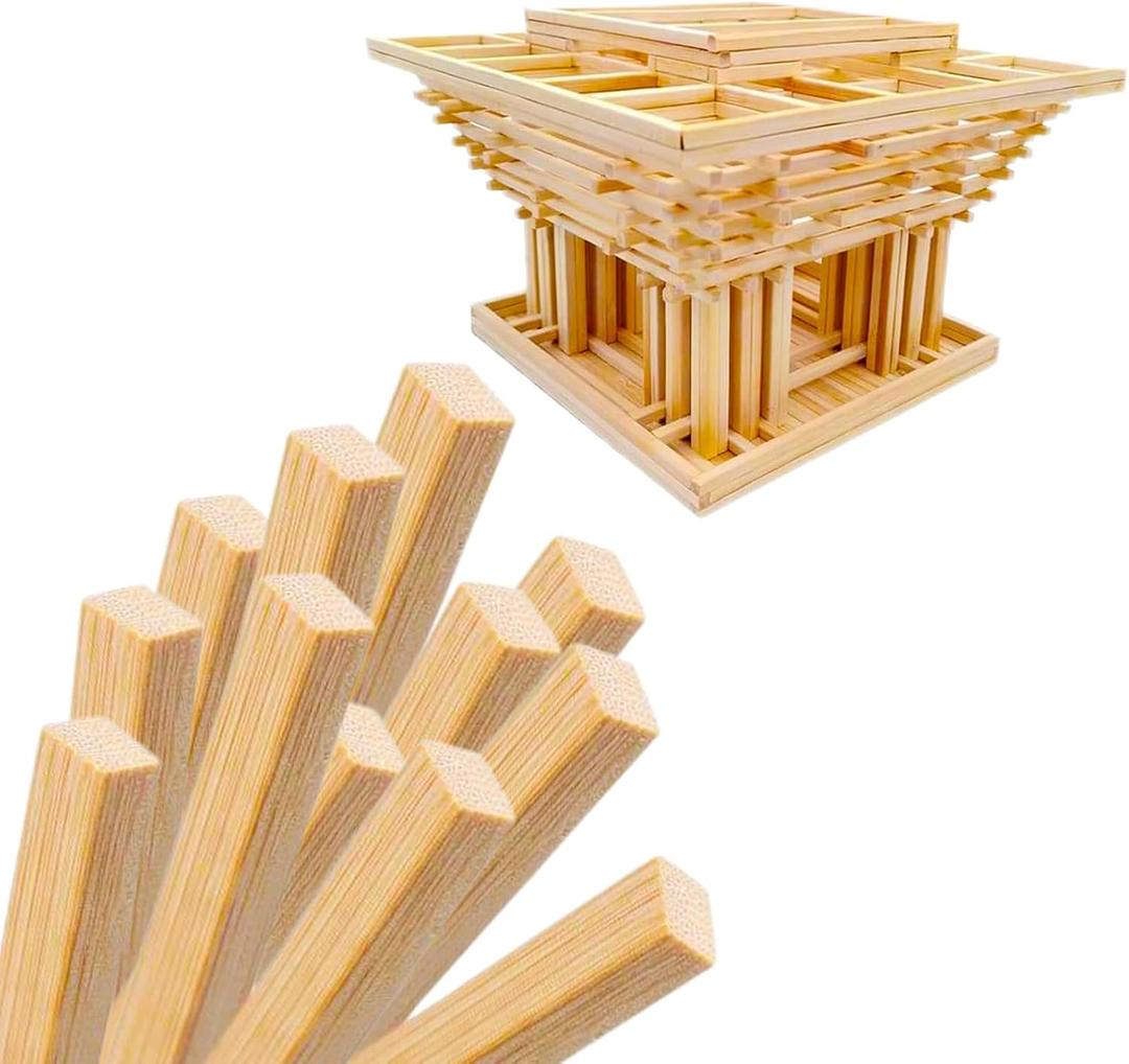 2 x DTmasao 1/2 x 12 Inch 25 PCS Square Dowel Rods Wood Sticks Wooden Dowel Rods Unfinished Bamboo Sticks - for Crafts,Home Decor, Model Making and DIYers