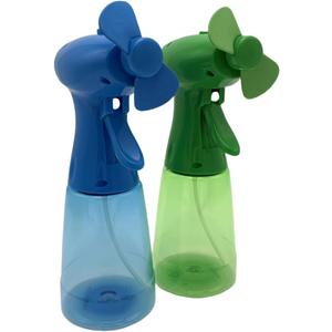 2 Pack Elite Handheld Water Misting Fans Portable Battery Powered Compact Cooling Fan for Home Office and Outdoors (Blue/Green)