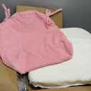 4 Pack Pink Chair Cushions with Ties Removable Covers, D-Shape Dining Kitchen Chair Seat Pads Non Slip 17"x16"
