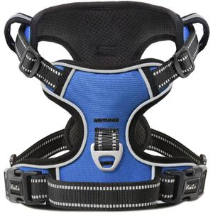 HEELE Dog Harness Dog Harness Large Dog with Soft Padded Handle Reflective No Pull Dog Harness for Large Dog for Outdoor Training Walking, Blue, L