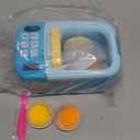 Microwave Kitchen Play Set with Light Sound for Kids with Pretend Fake Food and 6 Color DIY Play-Dough Clay Great for Toddlers 3 and Older Grils and Boys (Blue)