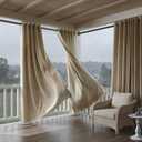Outdoor Curtain Rod Room Divider Renter Friendly No Drilling Long Adjustable Tension for Outdoor Window Bathroom Rod Diameter 1.26 Inches 44-122 inch