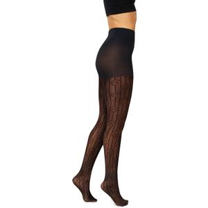 Hanes Womens Sheer Art Deco Control Top Tight (Medium, Black)