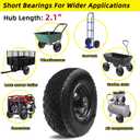 12'' Flat Free Tires Rubber Replacement Solid Tire, 2.1" Offset Hub Wheel Assemblies for Garden Cart Wheelbarrow, 3.5" Wide Polyurethane Tires with 5/8 Inch Axle Bore Hole (410/350-6)