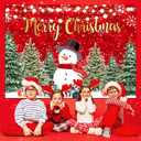 Sensfun Christmas Backdrop for Photography Merry Christmas Banner Party Decorations Winter Snowman Xmas Tree Photo Backdrops Background for Family New Years Eve Supplies Props Wall Indoor Decor 7x5ft