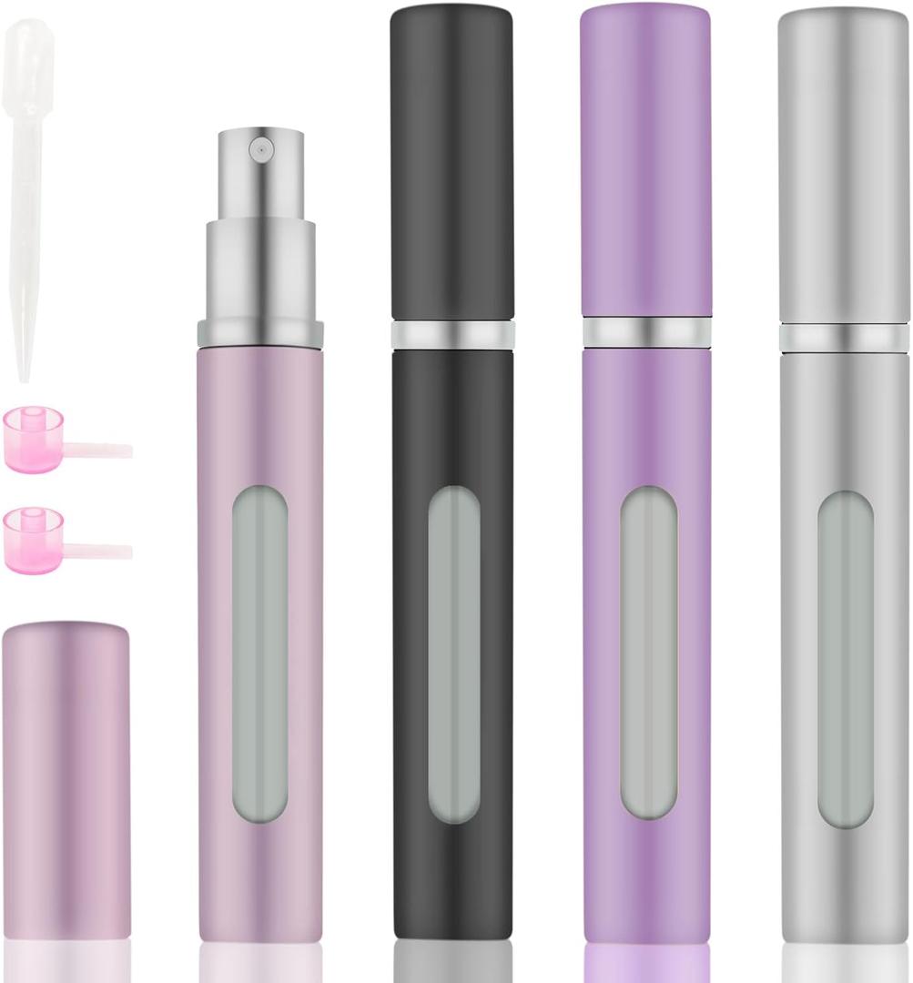 4pcs Mini Perfume Travel Bottle, Perfume Atomiser Refillable, 5ML Spray Bottles, Portable for Travel Holiday, Outdoor Activities and Business (Style 2)