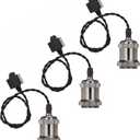 H-Type Track Pendant Light Black Rope Cord Oil Rubbed Black Socket Retro Style Decoration Industrial Factory Track Light 19.2in Length Sloped Ceiling Compatible Customizable for DIY (1.6 ft wire)