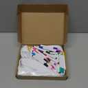 Qeeenar 50 Pcs Baby Shower Game White Bib Kit Include 1 Wooden Baby Shower Game Sign 25 DIY Blank White Bibs 24 Colorful Markers(Boho)