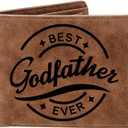 THTCSQ Godfather Gifts,Leather Wallet for Men, Engraved Personalized Leather Wallet,Father's Day Gift, Birthday Gifts,Christmas Gifts,Thanksgiving Gifts (Best Godfather)
