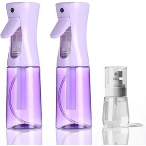 3 Pack Spray Bottles, 2-Pack Continuous Spray Bottles,Fine Water Mist Spray Bottles for Hair 6.8 OZ (200 ML) and 1oz 30ml Travel Spray Bottle Mister for Cleaning,Hairstyling,Plants,Barbers,Purple