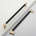 Coinkoly 10 Pack 10''(254mm Hole to Hole) Black and Gold Cabinet Pulls, Knurled Brushed Gold & Matte Black Cabinet Handles for Kitchen Drawers, Vanity, Dresser - Heavy Duty Zinc Alloy Hardware