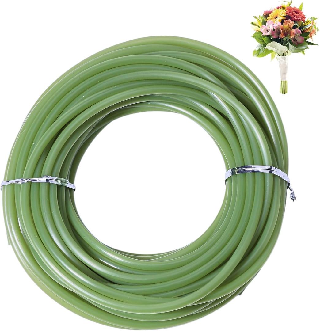 49.2ft Green Tubing Roll Flower Stem Covers Tubes Artificial Accessories for Bundling Artificial Flowers Stems DIY Bouquets Wedding Corsage Arrangement Diameter 5mm