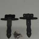 Renovators Supply Manufacturing Shed Door Hinge 5 in. Black Wrought Iron Antique Style Decorative Flush Mount Cast Iron Barn Door Shed Hinge with Mounting Hardware Pack of 2