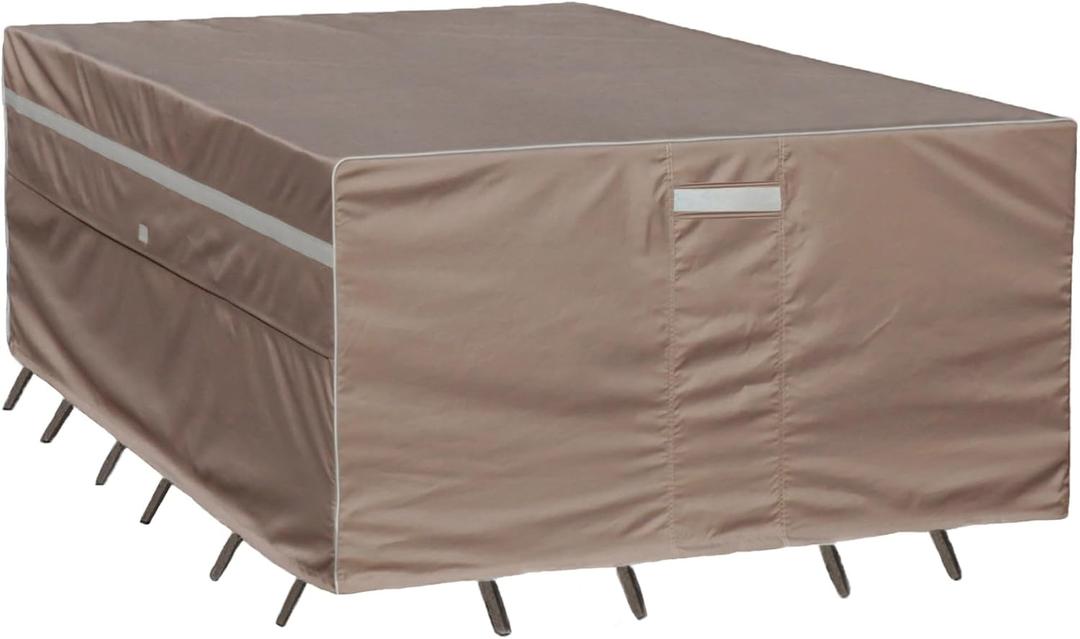 Garden Balsam Heavy Duty Waterproof Patio Furniture Covers,Fade Resistant Outdoor Table and Chair Covers Rectangular 126" Wx 63" D x 28" H Brown