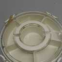 Snackle Box Container Divided Serving Tray with Lid, 6-Compartment Portable Spinning Round Stackable Container, Handle for Organize Veggies, Fruit, Candy, Party Snacks, Nuts, Kitchen Party Essentials