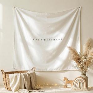 Moukeren Happy Birthday Door Banner Door Cover Backdrop Sign Birthday Wall Decor Background Party Supplies for Outdoor Indoor Porch Bday Party Photo Props (Boho,5 x 5 ft)