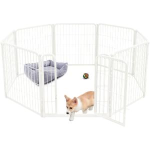 FXW Homeplus Unleashed Indoor Dog Playpen - Stress-Free and Safe Play, Heavy Duty 24 Inch 8 Wire Panels Dog Pen for Puppy and Small Dogs, WhitePatented