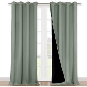 NICETOWN Full Shading Curtains for Windows, Super Heavy-Duty Black Lined Blackout Curtains for Bedroom, Privacy Assured Window Treatment (Greyish Green, Pack of 2, 52 inches W x 95 inches L) NICETOWN Full Shading Curtains for Windows, Super Heavy-Duty Black Lined Blackout Curtains for Bedroom, Privacy Assured Window Treatment (Greyish Green, Pack of 2, 52 inches W x 95 inches L)