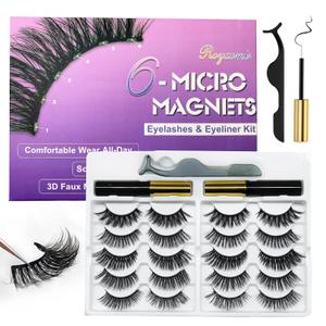 Royaomis 10 Pairs Cat-Eye Magnetic Lashes With Eyeliner, 3D Magnetic Eyelashes Natural Look With Eyeliner, Fake Eyelashes Magnetic