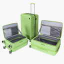 WireHot 3-Piece 20/24 Top Opening Hardshell Lightweight Luggage and 28-Inch Clamshell Opening Travel Suitcase with Spinner Wheels & TSA Locks, Avocado Green 20in/24in/28in