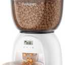 5L/21 Cup Automatic Cat Feeder, Timed Cat Dry Food Dispenser, Automatic Pet Feeders Dual Power Supply, 6 Meal Programmable 1-20 Portion Cats Feeder, Auto Dog Feeders,Pet Food Dispenser for Cats, Puppy (White)