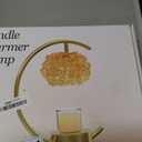 Bronze Candle Warmer Lamp for Jar Candles with Adjustable BrightnessTimerHandcrafted CrystalWooden Base,Candle Lamp Luxurious Design+2Bulbs,Home Decoration Electric Candle lamp(C-Shaped)