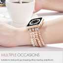 MOFREE Beaded Bracelet Apple Watch Band for Women 38mm 40mm 41mm 42mm, Elastic Stretch Women Strap Bands Compatible with iWatch Series 11/10/9/8/7/SE/6/5/4/3/2/1, Rose Gold for 5.3''-6.2'' Wrists
