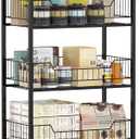 Nisorpa 4 Tier Supermarket Retail Display Racks, Free-Standing Metal Snack Candy Display Racks Shelf with Wheels Chips Rack Display Stand for Home Convenience Stores Kitchen, 19.6x56.2x10.6 Inches
