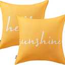 MIULEE Outdoor Waterproof Throw Pillow Covers Set of 2 Spring Hello Sunshine Decorative Outdoor Square Pillowcases for Chair Patio Garden Couch Tent Balcony Sofa Summer Yellow 18x18 Inch, Yellow