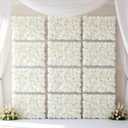 Flower Wall Panel Backdrop: 12 Pcs 24 x 16 Inch White Artificial Hydrangea Floral Panels