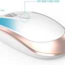 Wireless Keyboard and Mouse, Vssoplor Rechargeable Quiet Full-Size Keyboard and Mouse Combo Set Ultra Slim Design for Laptop, PC, Notebook, Desktop-White and Gold