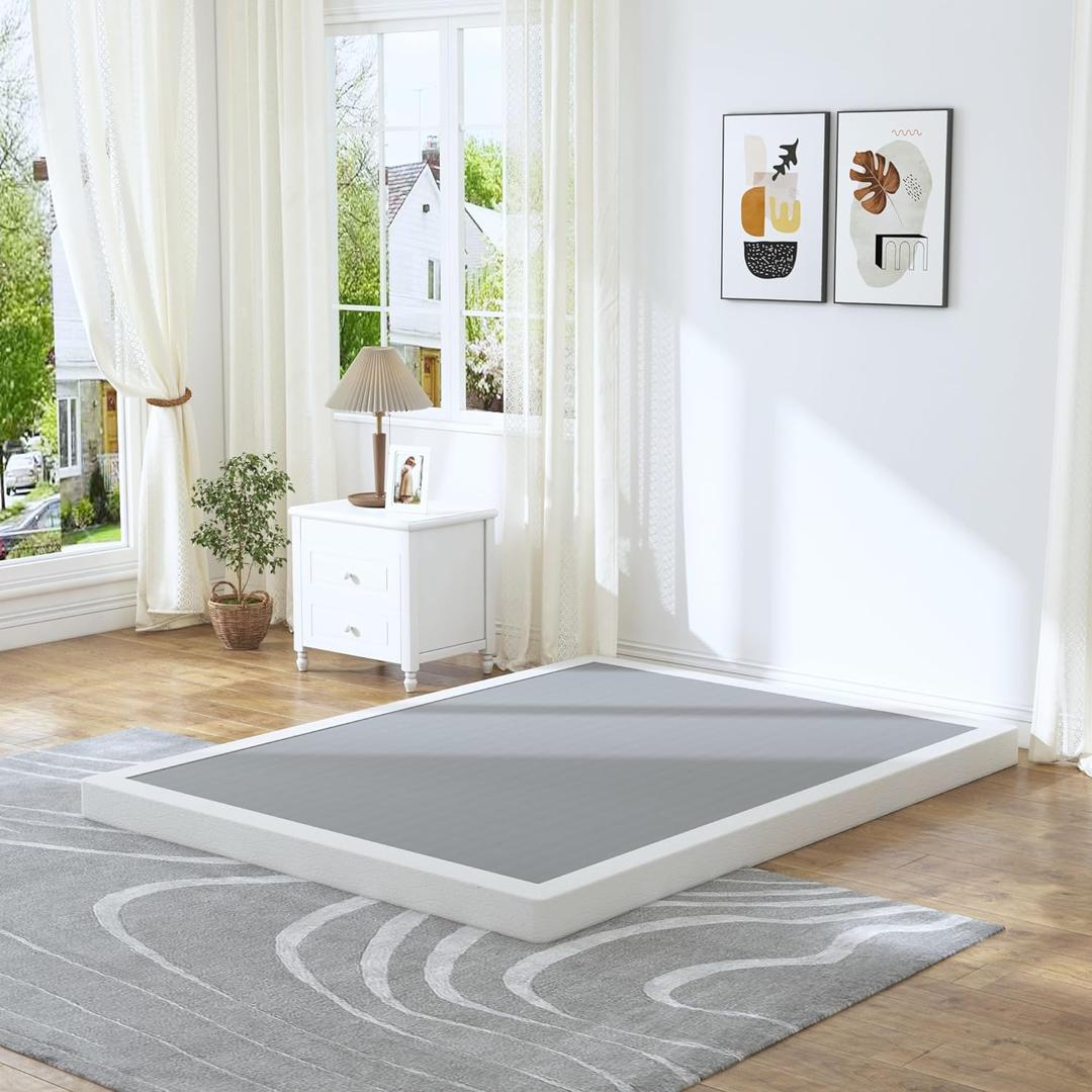 Full Box Spring 3 Inch, Low Profile Box Spring for Full Bed, Heavy Duty Mattress Foundation,Metal Bed Base with Fabric Cover/Non-Slip/Easy Assembly