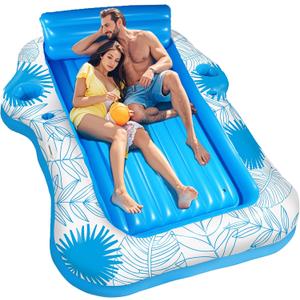 Inflatable Pool Lounger for Adults, Extra Large Blow Up Tanning Pool Bed, Sunbathing Floating Raft, Portable Suntan Tub Floaties for Beach, Pool & Outdoor