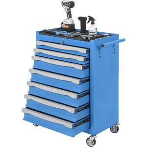 IDEALHOUSE Rolling Tool Chest, 7-Drawer Tool Chest with Drawers Modular,Mobile Heavy Duty Tool Box with Lock,Drawer Liners & Link Buckle, Steel Toolbox for Garage, Workshop, Warehouse, Blue
