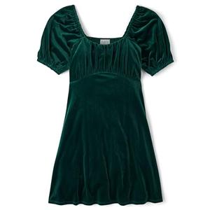 The Children's Place,Womens,Short Sleeve Holiday Dress,Balt Green Velour,XX-Large