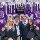 Prom 2026 Backdrop 7x5FT Purple Black Congrats Grad Graduation Photography Background for Outdoor Indoor Prom Party Decorations Banner Purple, 82x59 inch