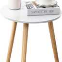 Apicizon Round Side Table, Natural Wood Nightstand, 1-pack