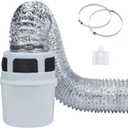 VIWINVELA 3 IN 1 Indoor Dryer Vent Kit Filter Bucket for Electric Dryer with 4-Inch by 8-Feet Proflex Duct (Silver)