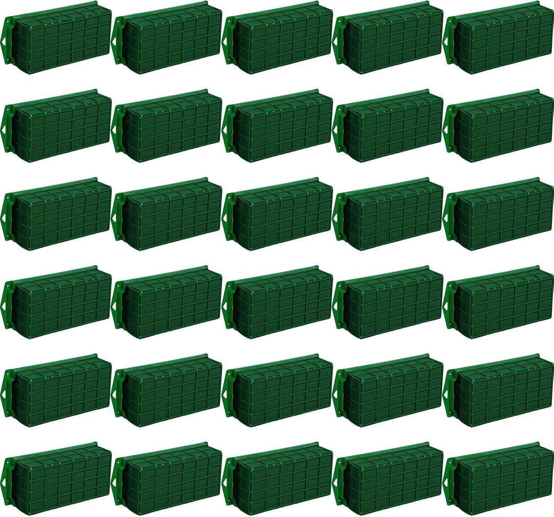 Boao 16 Pieces Floral Foam Cage Holder with Floral Foam for Fresh Flowers Cage Bowl for Table Centerpiece Flower Arrangement, Rectangle, 11.8 x 4.7 x 3.1 Inch