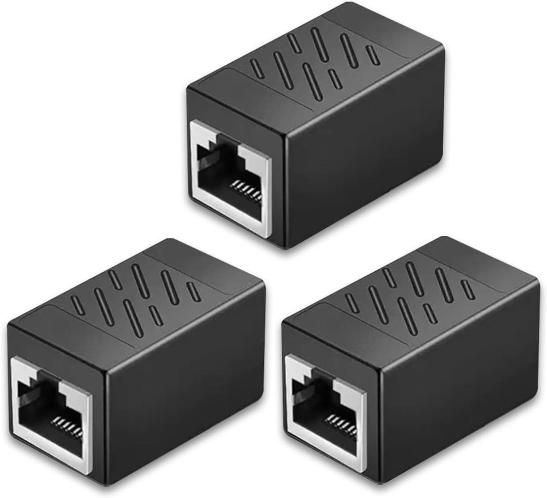 EZYUMM 3 Pack Ethernet Coupler, Premium Gold Plated Ethernet Extender, RJ45 Coupler Female to Female for Cat7/ Cat6/ Cat5/ Cat5e Network Cable