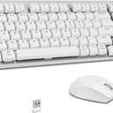 LeadsaiL Wireless Keyboard and Mouse Combo, 2.4Ghz Cordless Mechanical Keyboard and Silent Mouse for Business, Low-Profile Red Switch, 98-Key Compact Slim Keyboard for Windows/MacOS PC Laptop- Silver