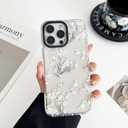 Compatible with iPhone 16 Pro Case, Simple Cute Flower Pattern Fashion Aesthetic Design for Women, Soft TPU Protective Shockproof Clear Phone Case for iPhone 16 Pro 6.3 inch, White