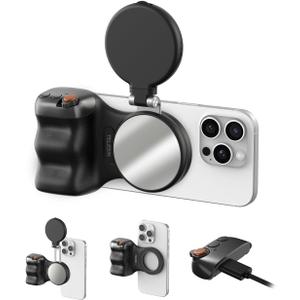 TELESIN Fun Shot Magnetic Phone Camera Grip+ C03 Magnetic Selfie Light Creator Kit Compatible with iPhone Magsafe & Android, Bundle Kit for Selfies/Photography/TikTok/Zoom Calls/Video (Black)
