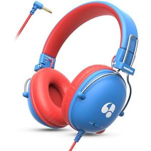 awatrue Kids Headphones for School, 74/85dB Safe Volume Limit, Stereo Sound, Wired On-Ear Headphones for Kids Boys Girls, 3.5mm Jack for Tablet, iPad, Kindle, YOTO Player, Airplane Travel, Blue