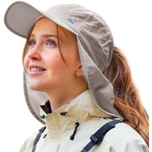 TOP-EX L/ XL Ponytail Baseball Cap with Neck Flap Sun Hats for Women UV Protection Ladies Summer Gardening Hat Water Resistant Outdoor Fishing Hiking Camping Hat Grey Large